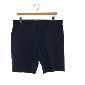 NWT Perry Ellis Portfolio Mens Size 34 Navy Blue Linen Blend Bermuda Shorts NEW